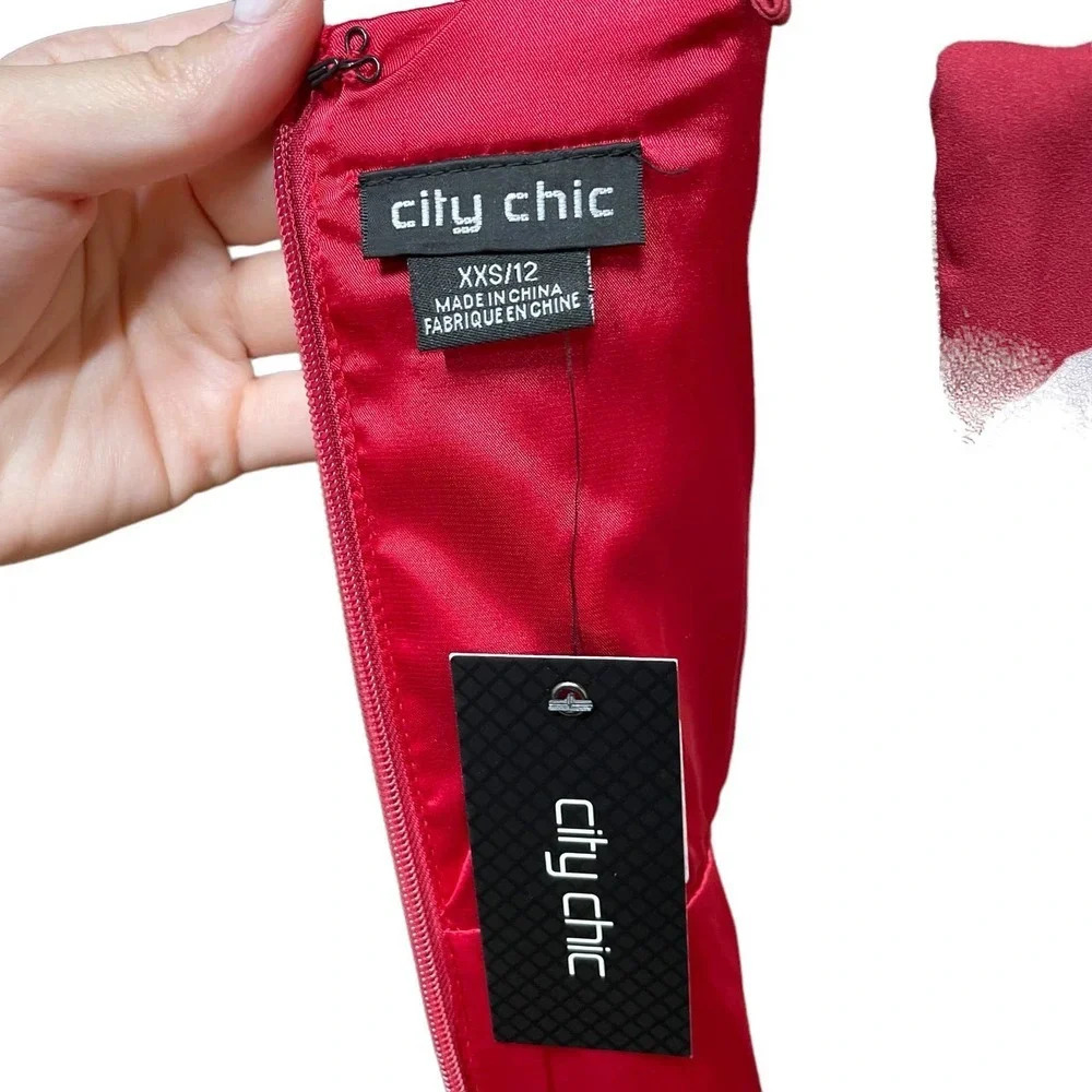 City Chic Lotus Love Dress Raspberry Pink White Plus Size 12 - Picture 9 of 11